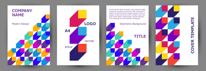 Scientific publication front page layout collection graphic design. Minimalist style abstract