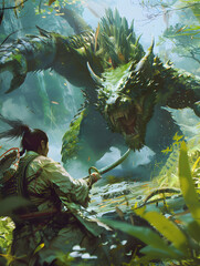 Warriors train in virtual reality, battling fantastical creatures from mythology, blurring the lines between legend and reality to prepare for real-world challenges