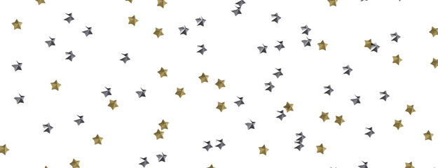 Stars - Holiday golden decoration, glitter frame isolated -