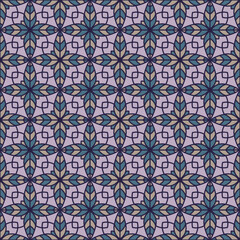 Creative floral geometry seamless vector tile pattern. Abstract flower repeating tiling wallpaper.