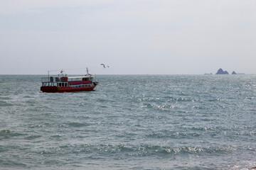View of the passenger boat on the sea