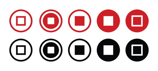 sets Stop button icon, simple vector design.