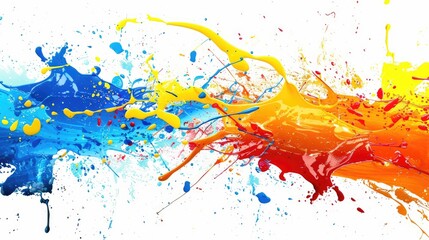 Colorful abstract paint splashes creating a vibrant artistic background.