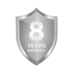 8 Years Warranty. Warranty Sign. Vector Illustration Isolated on White Background. 