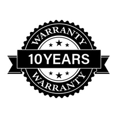 10 Years Warranty. Warranty Sign. Vector Illustration Isolated on White Background. 