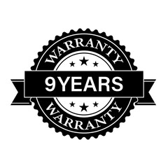 9 Years Warranty. Warranty Sign. Vector Illustration Isolated on White Background. 