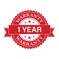 1 Year Warranty. Warranty Sign. Vector Illustration Isolated on White Background. 