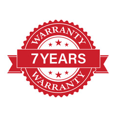 7 Years Warranty. Warranty Sign. Vector Illustration Isolated on White Background. 