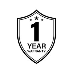 1 Year Warranty. Warranty Sign. Vector Illustration Isolated on White Background. 