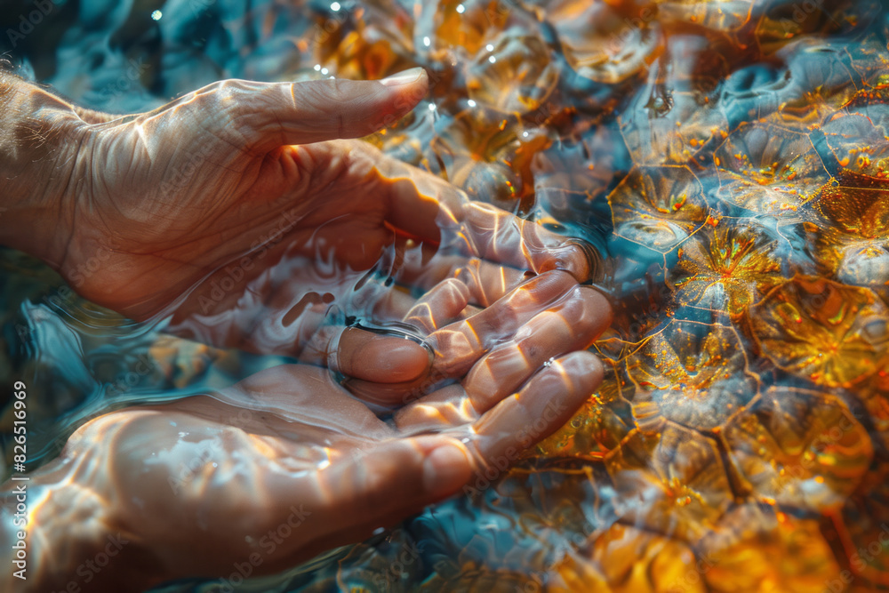 Aufkleber Abstract seamless background of hands forming a honeycomb pattern, highlighting interconnectedness and energy,