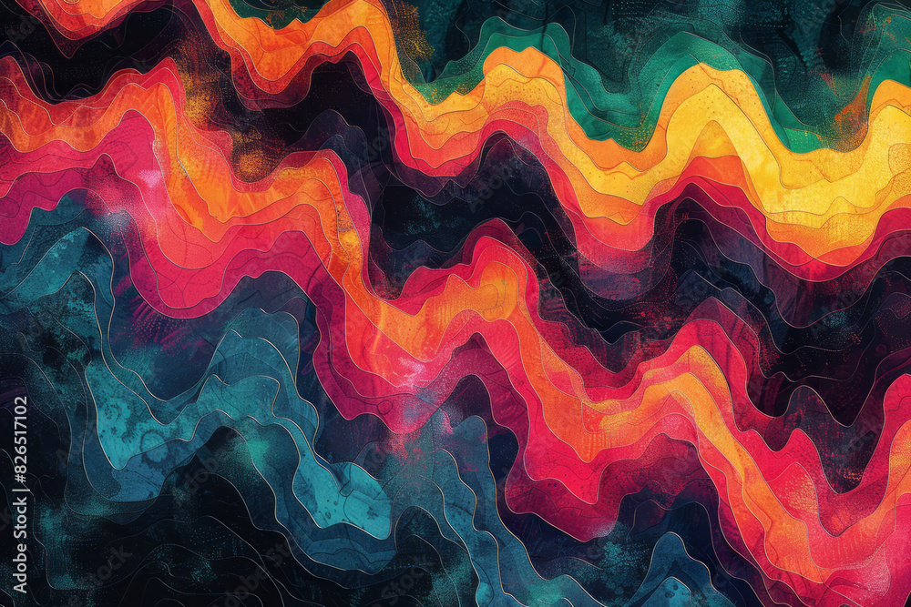 Aufkleber isometric abstract seamless pattern of heartbeat lines forming a zigzag across the design,