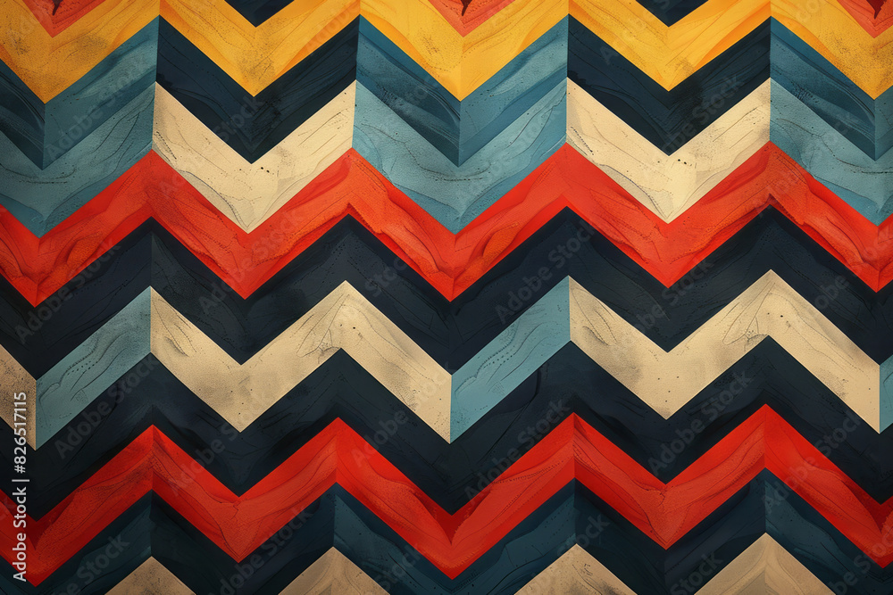 Aufkleber Isometric abstract seamless pattern of heartbeat lines forming a zigzag across the design,