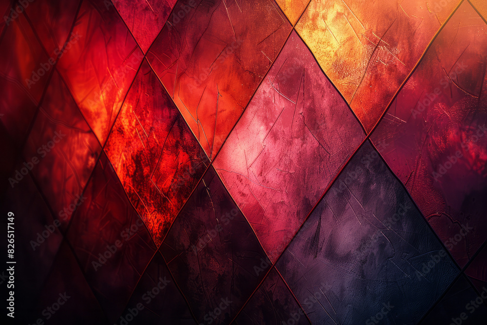 Aufkleber Abstract seamless background of heartbeat shapes arranged in a diamond grid pattern,