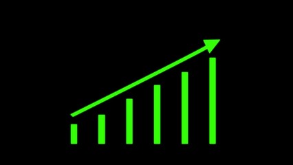 Simple business graph chart. Graph bar with arrow symbol.