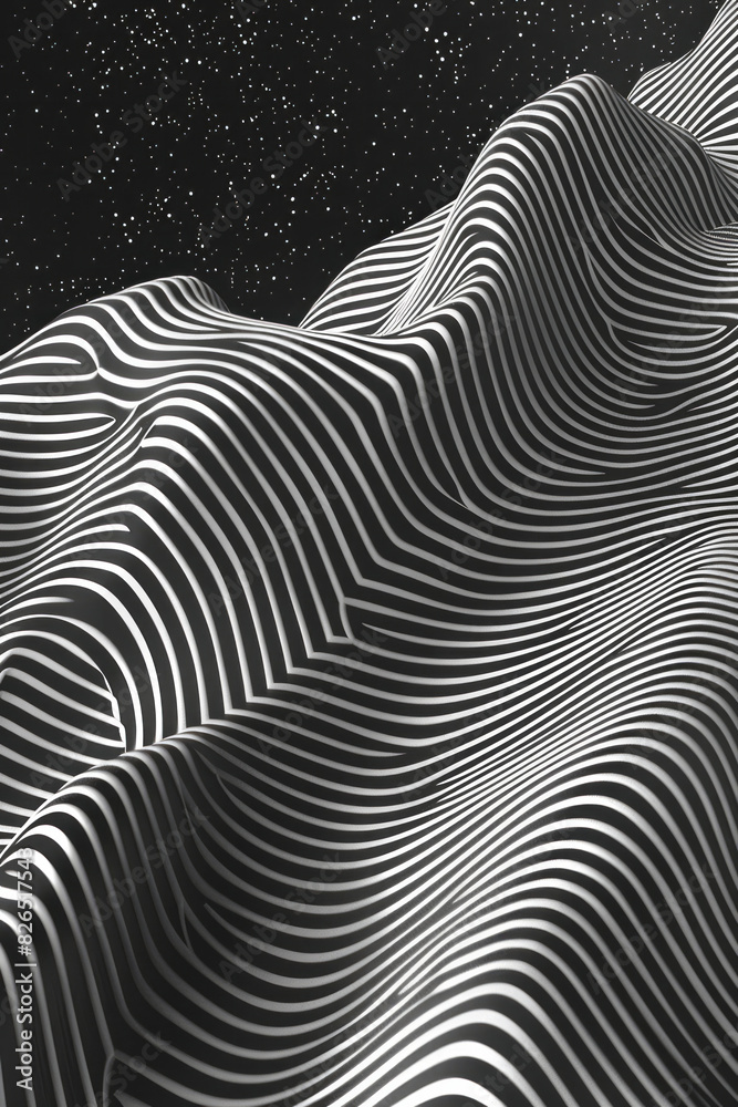 Aufkleber Minimalist isometric pattern of heartbeat lines forming a wave-like motion across the design,