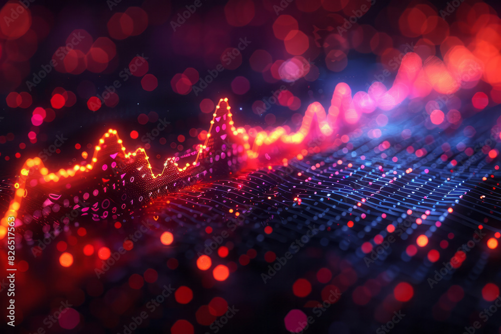 Poster seamless isometric pattern with heartbeat shapes forming arrow-like directions, highlighting movemen