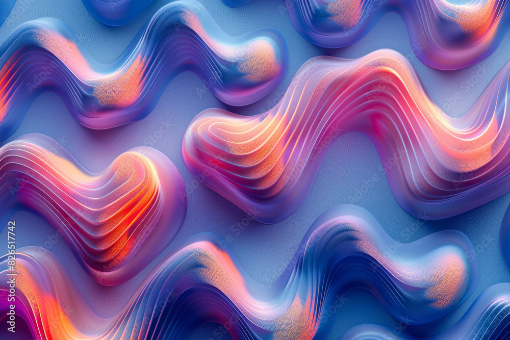 Fototapete Seamless isometric pattern with heartbeat shapes in a staggered arrangement, emphasizing dynamic rhythm,