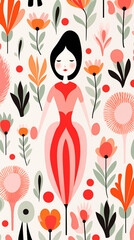 Fototapeta premium Abstract Image, Romantic Flowers, Volleyball, Pattern Style Texture, Wallpaper, Background, Cell Phone and Smartphone Cover, Computer Screen, Cell Phone and Smartphone Screen, 9:16 Format - PNG