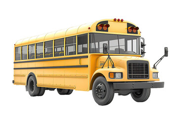 Yellow school bus on transparent background