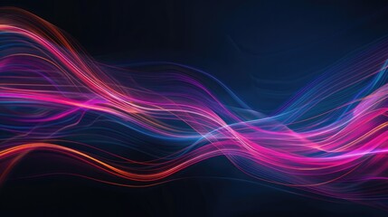 Dynamic abstract background with neon light trails on a dark backdrop.