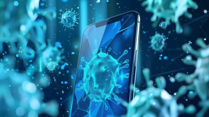 Modern Germ Detection Smartphone App Promotional Poster for Healthcare Design