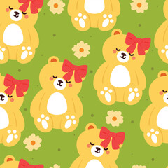 seamless pattern cartoon bears. cute animal wallpaper illustration for gift wrap paper