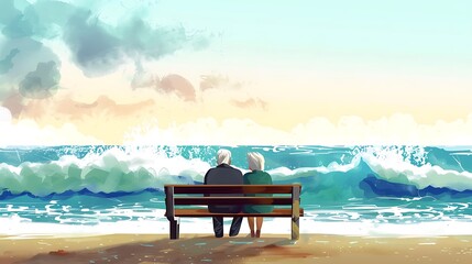 retirement, lovely, poster, banner, background, grandparents, grandpa, grandparents day, day, woman, female, celebration, granny, greeting, concept, illustration, grandmother, cartoon, happiness, love