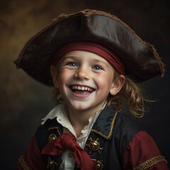 Pirate kid smiling.