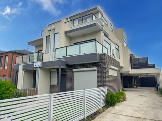 Suburban residential building in Sydney NSW at sunset Melbourne Victoria Australian Suburbia