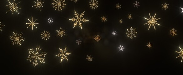 Falling snow at night. Bokeh lights