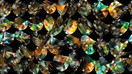 Obraz premium translucent curves in holographic fluid, intertwining to form a surreal symphony of color and light against a shadowy backdrop, creating a seamless pattern. SEAMLESS PATTERN