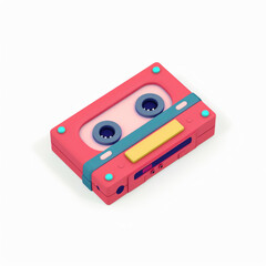 Fototapeta premium audio cassette icon in 3D style on a white background