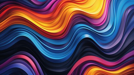 Obraz premium Abstract background with wavy, vibrant stripes in bold colors, creating a playful and lively look