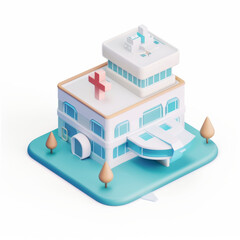 Hospital icon in 3D style on a white background
