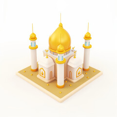 Mosque building con in 3D style on a white background
