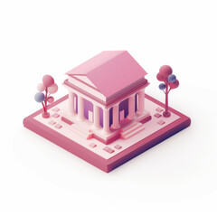 Theater building icon in 3D style on a white background
