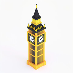Big Ben icon in 3D style on a white background