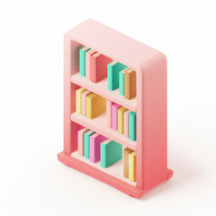 Bookshelf icon in 3D style on a white background
