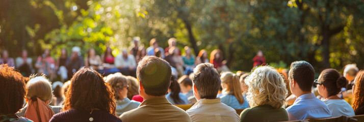 a community theater performance in a park with an engaged audience