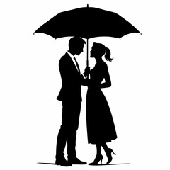 a high-resolution vector illustration of a realistically beautiful couple in black silhouette isolated on a white background