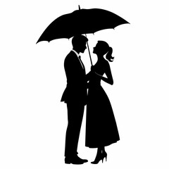 a high-resolution vector illustration of a realistically beautiful couple in black silhouette isolated on a white background