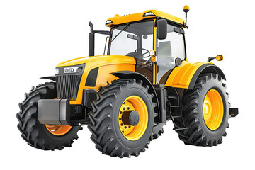 Obraz premium Yellow modern tractor isolated on transparent background