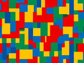 Pile of Colorful Bricks in a Rainbow of Red, Blue, Yellow, and Green