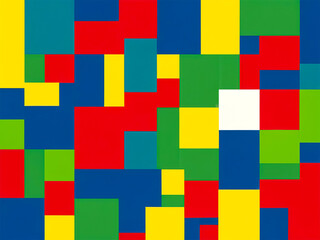 Pile of Colorful Bricks in a Rainbow of Red, Blue, Yellow, and Green