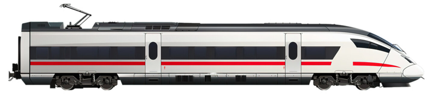 Modern high-speed train on transparent background, sleek design