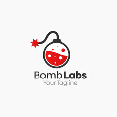 Illustration Vector Graphic Logo of Bomb Labs. Merging Concepts of a Bomb and Liquid Labs Shape. Good for business, startup, company logo