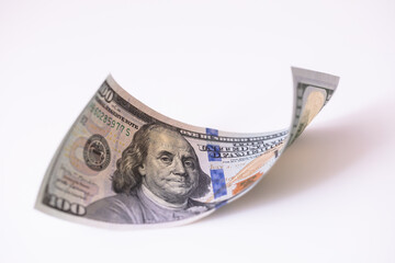 cuved U.S. 100 dollar banknote background