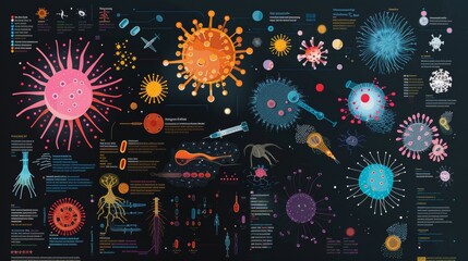 "Detailed Infographic Poster on Virus Types and Vaccine Mechanisms for Educational Use in School Classrooms"
