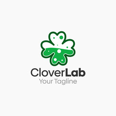 Illustration Vector Graphic Logo of Clover Labs. Merging Concepts of a Clover Leaf and Liquid Labs Shape. Good for business, startup, company logo