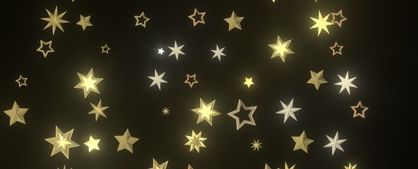 Shimmering Starry Christmas: Spectacular 3D Illustration Showcasing Falling Holiday Stars